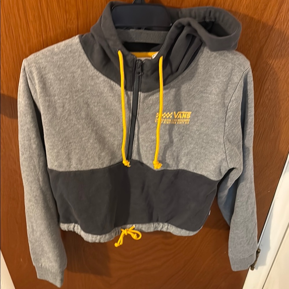 Vans Gray and Black Cropped Jacket with Sporty Design